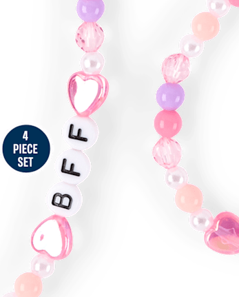 Girls Beaded BFF 4-Piece Jewelry Set