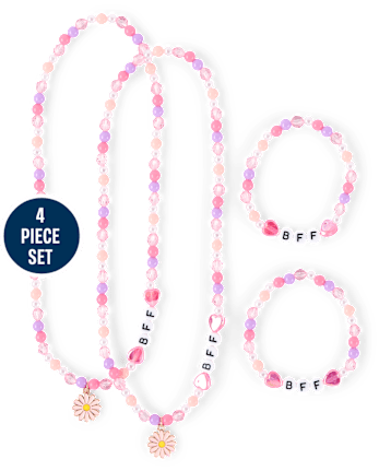Girls Beaded BFF 4-Piece Jewelry Set