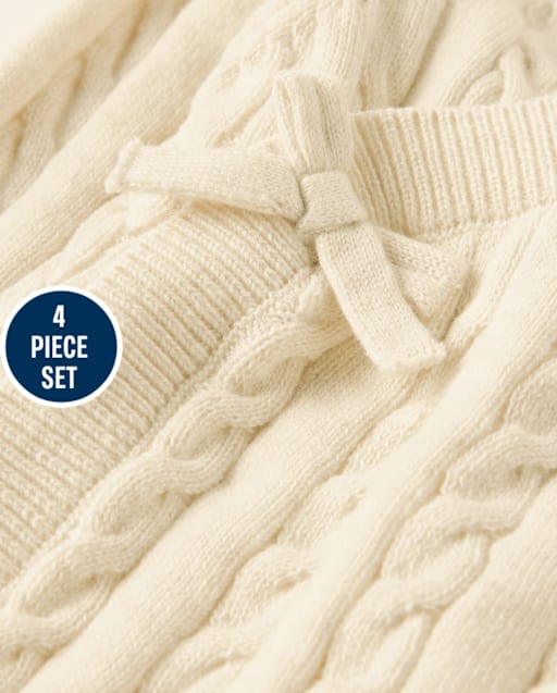 Baby Cable Knit Bear 4-Piece Outfit Set - view 2