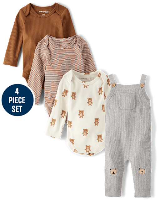 Unisex Baby Bear Sweater Overalls 4-Piece Outfit Set - Homegrown by Gymboree