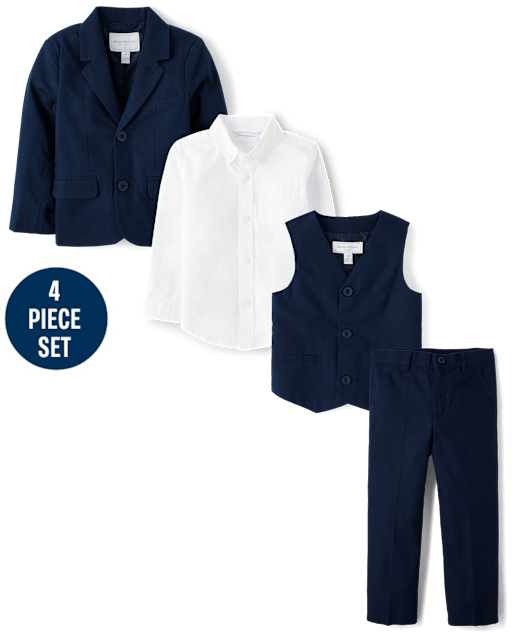 Boys Linen-Blend 4-Piece Suit Set - Special Occasions