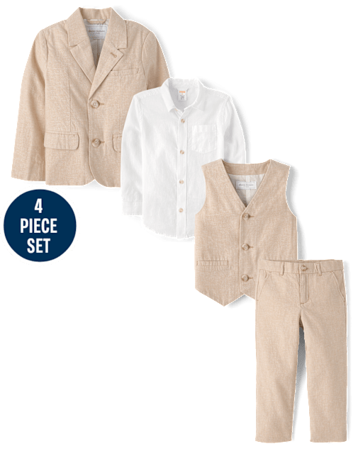 Boys Linen-Blend 4-Piece Suit - Special Occasions - view 1