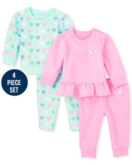 Baby Girls Heart 4-Piece Playwear Set