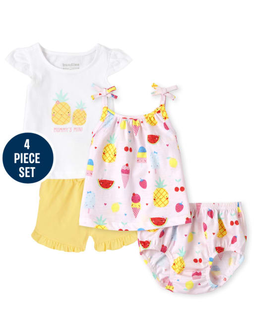 Baby Girls Pineapple 4-Piece Playwear Set