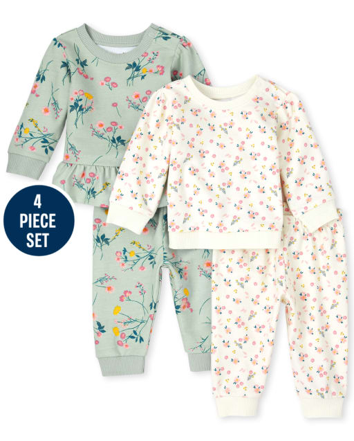 Baby Girls Floral 4-Piece Playwear Set