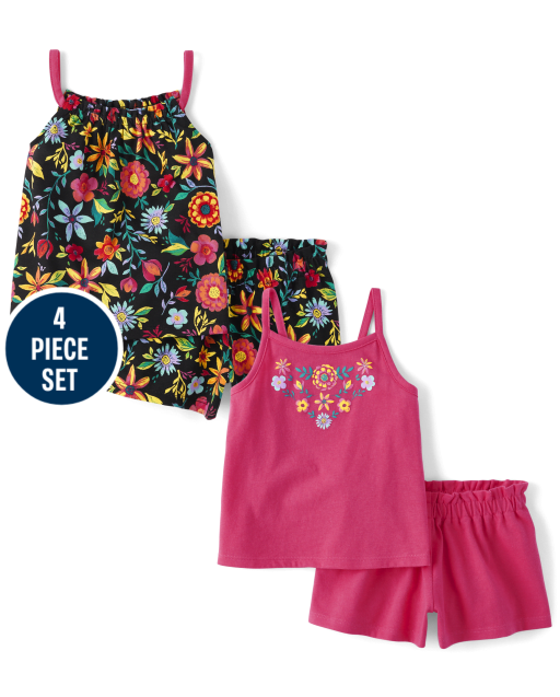Toddler Girls Floral 4-Piece Outfit Set