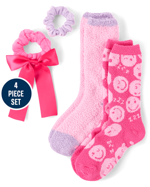 Girls Happy Face Bow 4-Piece Accessory Set
