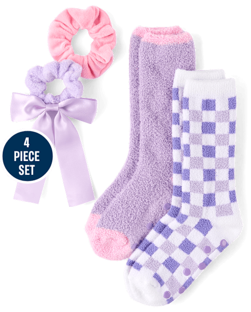 Girls Checkered 4-Piece Accessory Set