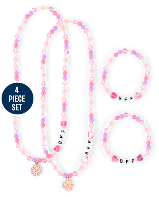 Girls Beaded BFF 4-Piece Jewelry Set