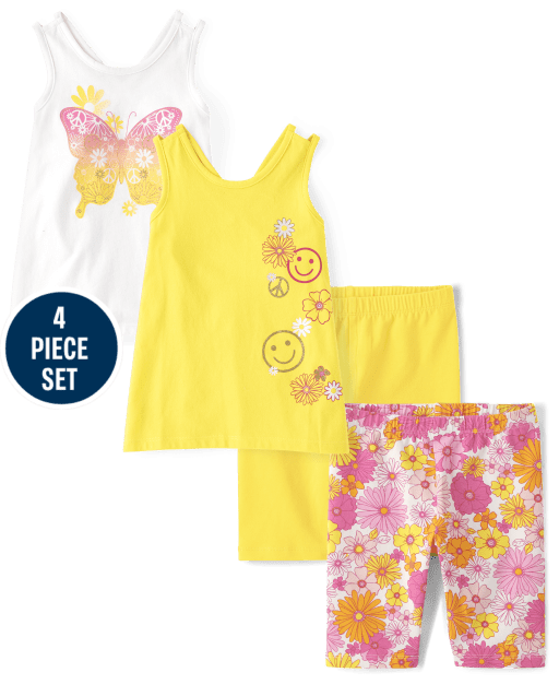 Girls Butterfly 4-Piece Outfit Set