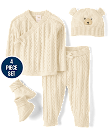 Baby Cable Knit Bear 4-Piece Outfit Set - Homegrown By Gymboree