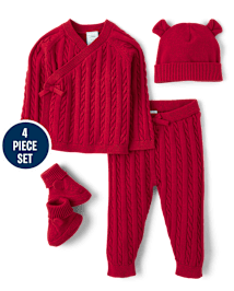 Ensemble de tenue 4 pièces Bébé tricot câblé - Homegrown by Gymboree