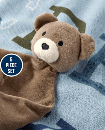 Baby Boys Intarsia Alphabet 4-Piece Gift Box Set - BLUE AURA
