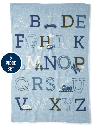 Baby Boys Intarsia Alphabet 4-Piece Gift Box Set - BLUE AURA