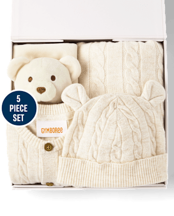 Baby Cable Knit 4-Piece Gift Box Set - H/T VANILLA