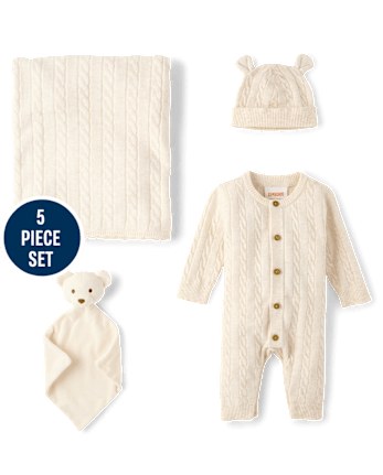 Baby Cable Knit 4-Piece Gift Box Set - H/T VANILLA