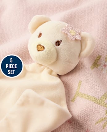 Baby Girls Cable Knit 4-Piece Gift Box Set - PALE BLUSH