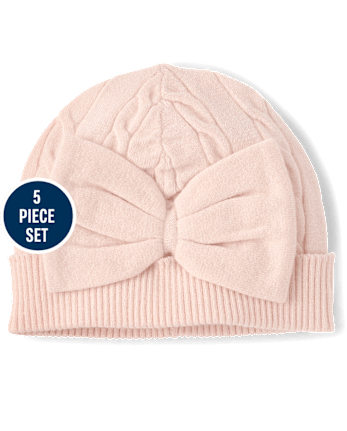 Baby Girls Cable Knit 4-Piece Gift Box Set - PALE BLUSH