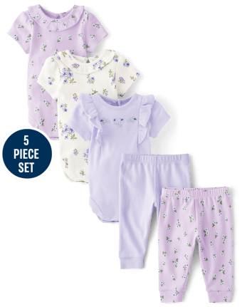 Baby Girls Short Sleeve Floral Bodysuit And Leggings 5-Piece Outfit Set -  Homegrown by Gymboree