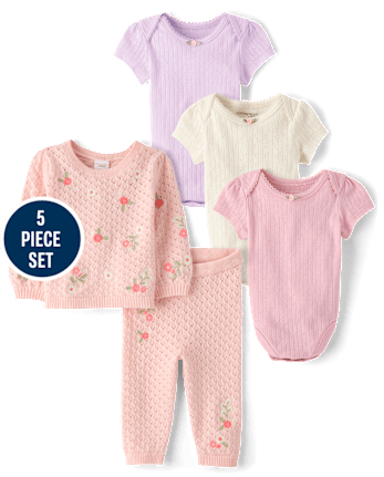 Baby Girls Embroidered Floral 5-Piece Outfit Set - Homegrown by Gymboree