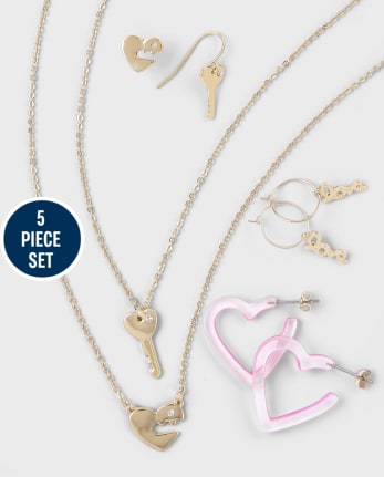Tween Girls Heart Jewelry Set