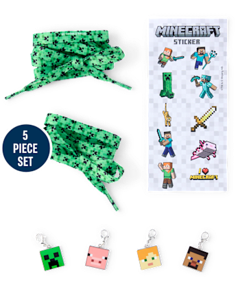 Boys Minecraft Shoelaces & Shoe Charm 5-Piece Set