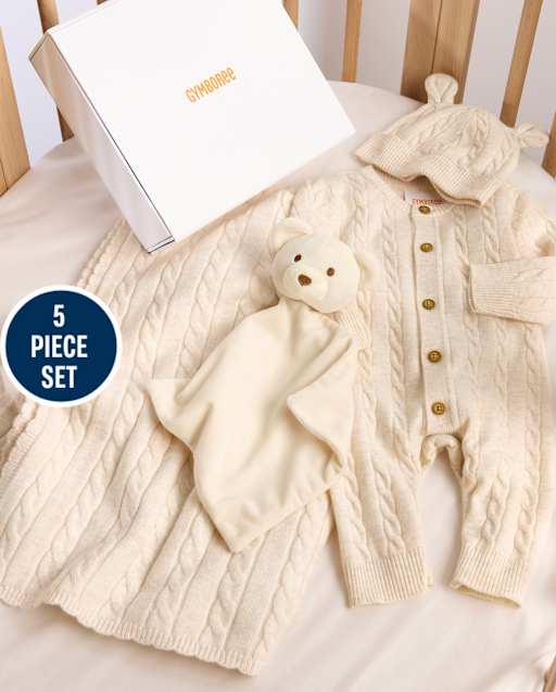 Baby Cable Knit 4-Piece Gift Box Set