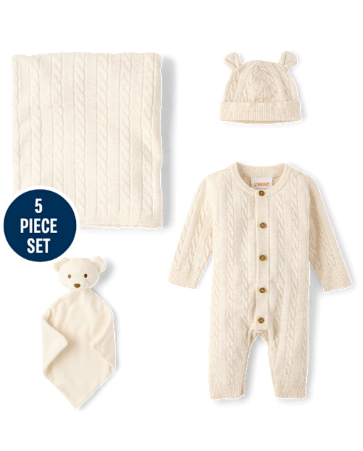 Baby Cable Knit 4-Piece Gift Box Set