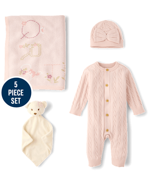 Baby Girls Cable Knit 4-Piece Gift Box Set
