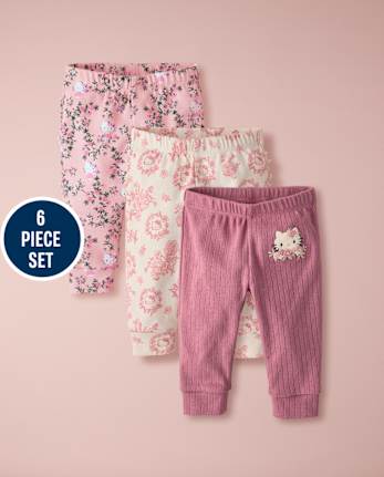 Baby Girls Hello KittyÂ® Floral Toile 6- Piece Outfit Set