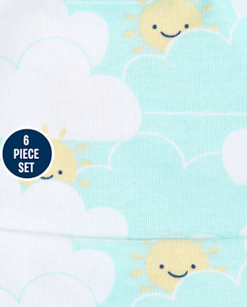 Ensemble 6 pièces bonnet et mitaines noués Sunny Family unisexe pour bébé