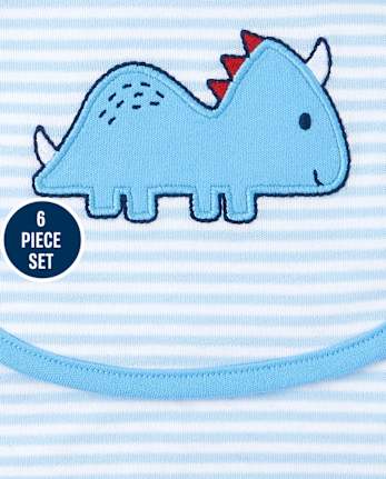 Baby Boys Dino Bib And Burp Cloth 6-Piece Set