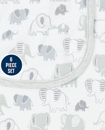Ensemble bavoir et torchon unisexe pour bébé éléphant, 6 pièces