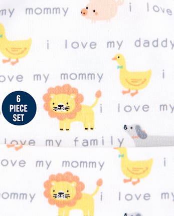 Ensemble 6 pièces bonnet et mitaines noués animaux pour bébé garçon