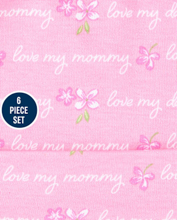 Ensemble 6 pièces bonnet et mitaines noués rose pour bébé fille