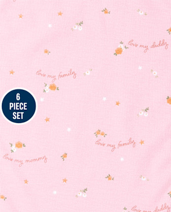 Conjunto de 6 piezas con babero y paño para eructar rosa para bebé niña