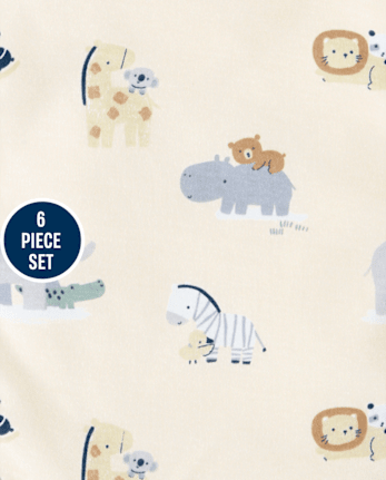 Baby Boys Animal Bib And Burp Cloth 6-Piece Set