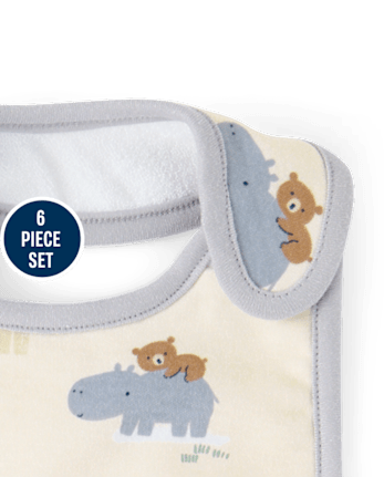 Baby Boys Animal Bib And Burp Cloth 6-Piece Set
