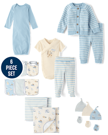 Baby Boys Animal Bib And Burp Cloth 6-Piece Set