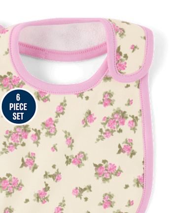 Baby Girls Floral Bib And Burp Cloth 6-Piece Set