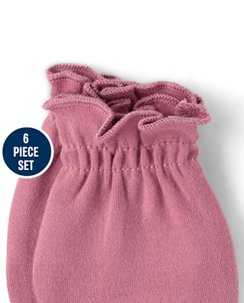 Baby Girls Hat And Mittens 6-Piece Set