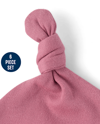 Baby Girls Hat And Mittens 6-Piece Set