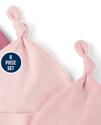 Baby Girls Hat And Mittens 6-Piece Set