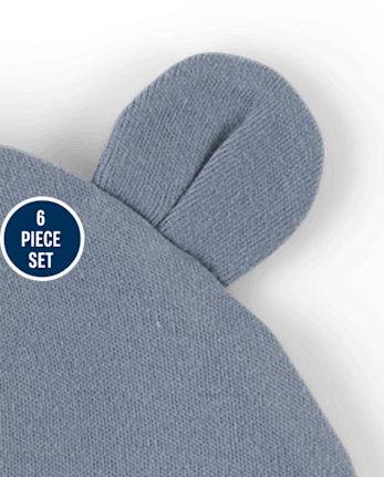 Baby Boys Hat And Mittens 6-Piece Set