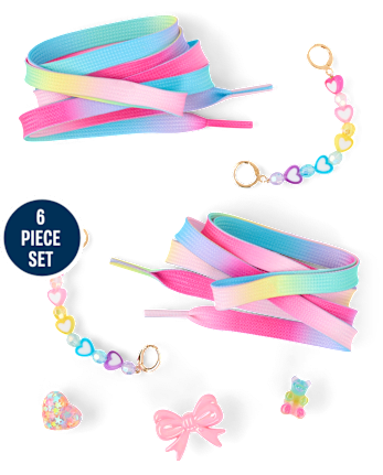 Ensemble de 6 lacets et breloques arc-en-ciel pour filles - MULTI CLR