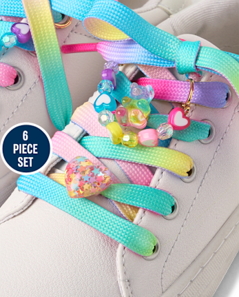 Ensemble de 6 lacets et breloques arc-en-ciel pour filles - MULTI CLR