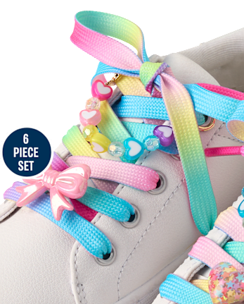 Ensemble de 6 lacets et breloques arc-en-ciel pour filles - MULTI CLR