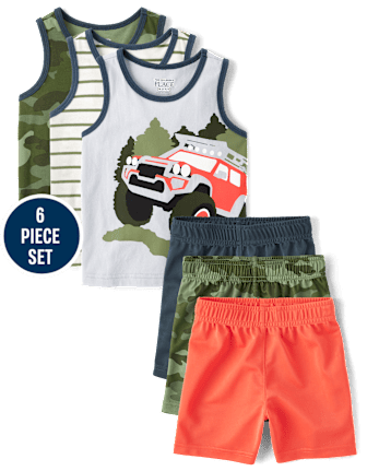 Baby And Toddler Boys Camo 6-Piece Outfit Set