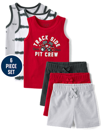 Baby And Toddler Boys Racecar 6-Piece Outfit Set