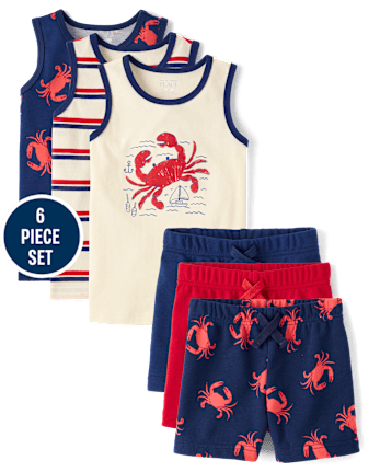 Baby And Toddler Boys Crab 6-Piece Outfit Set